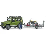Bruder 2589 Land Rover Defender s přívěsem, motocykl Ducati a řidič