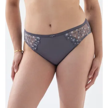 Kalhotky Blancheporte Sada 2 kalhotek midi Oliena z mikrovlákna a vyšívaného tylu šedá 46/48