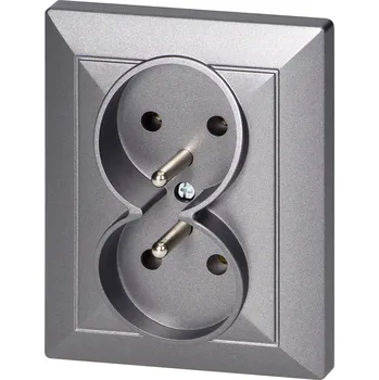 Elektrická zásuvka Dvojitá zapuštěná zásuvka 2x2P+E Perl, 16A, 250V, PT-6 P, antracit
