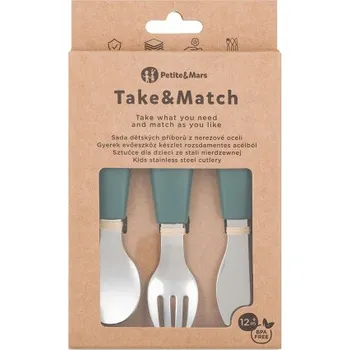 Příbor PETITE&MARS Sada příborů s nerezové oceli Take&Match Misty Green 12m+