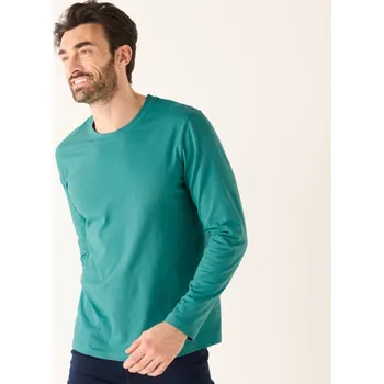 Blancheporte Sada 3 triček s kulatým výstřihem a dlouhými rukávy bledě modrá+zelená+béžová mel. 157/166 (6XL)