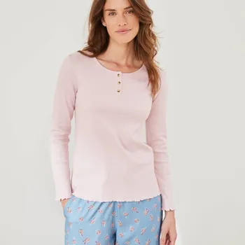 Dámské pyžamo Blancheporte Pyžamové tričko s dlouhými rukávy růžová 52