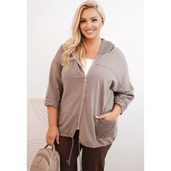 Dámská mikina Kesi Włoski Dámská mikina Plus Size bavlněná oversize s dlouhým rukávem fango Kesi Włoski hnědá 3407341