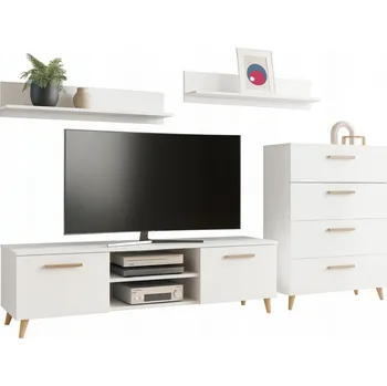 Obývací stěna Nábytková Stěna FREYA sada nábytku do obývacího pokoje, bílá