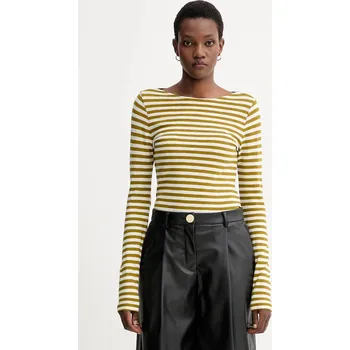 Pánské tričko Bavlněné tričko s dlouhým rukávem Marc O'Polo zelená barva, M09219652597 78X, vel. M