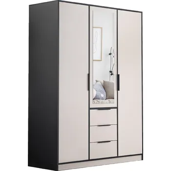 Šatní skříň Šatní skříň Lati D3 Barva korpusu: Černá, Rozměry: 150 cm, Dveře: Kašmír