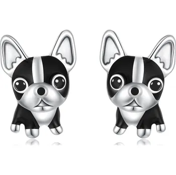 Náušnice Elenys stříbrné peckové náušnice Francouzský buldoček