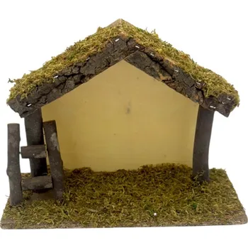 Vánoční dekorace Betlém bez figurek 230x170 mm dřevěný s mechem