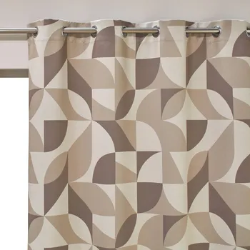 Závěs Blancheporte Zatemňovací závěs s potiskem grafického vzoru béžová/hnědošedá 140x260 cm