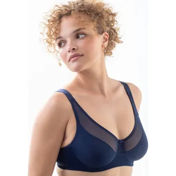 Podprsenka Blancheporte Zmenšující podprsenka z úpletu a krajky, s kosticemi nám. modrá 75C