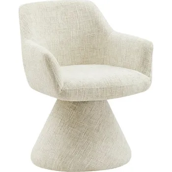 Jídelní židle Designová moderní otočná jídelní židle Sonu s bočními opěrkami s celoplošným žinylkovým potahem v béžové barvě 80 cm