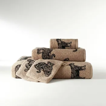 Ručník Blancheporte Froté sada koupelnového textilu s motivem leoparda 450g/m2 béžová/černá ručník 50x100 cm