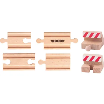 Vláček a vláčkodráha Woody Příslušenství k dráze - Propojovací koleje a zarážky, 6ks
