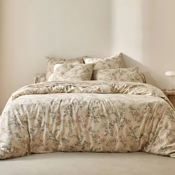 Povlečení Blancheporte Flanelové povlečení Yseult s potiskem písková napínací prostěradlo 90x190 cm