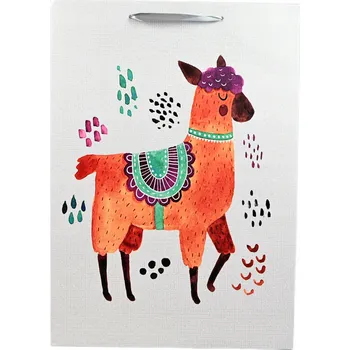 Dárková taška VELKÁ DÁRKOVÁ TAŠKA NA DÁRKY LAMA ALPACA 31x42 CM RŮZNÉ VZORY