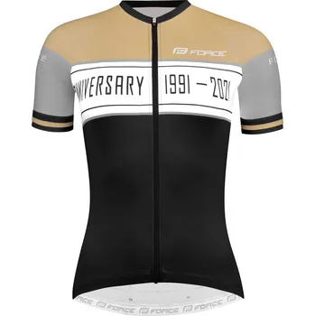 cyklistický dres Dres FORCE ANNIVERSARY UNI kr. rukáv, černo-zlatý, velikost XS (Barva černo-zlatá)