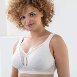 Blancheporte Stahující podprsenka z krajky a veluru, bez kostic slonová kost 90D