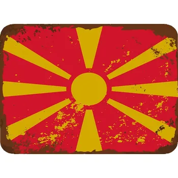 Plechová cedule Cedule vlajka Makedonie 30cm x 20cm plechová tabule