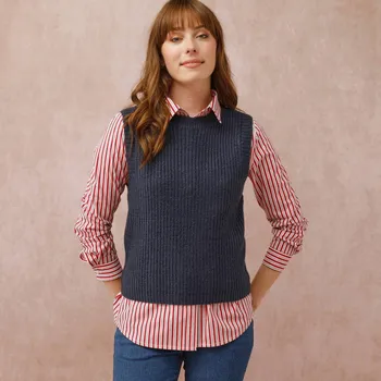 Dámská vesta Blancheporte Vesta z hladkého úpletu s kulatým výstřihem nám. modrá 34/36