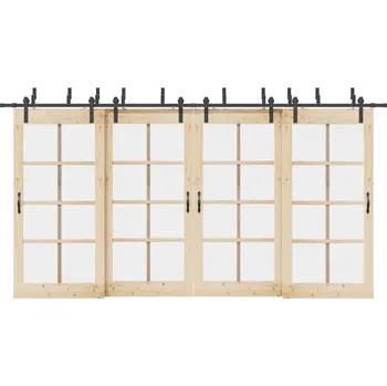 Tesařské kování vidaXL Sada příslušenství pro posuvné dveře 427 cm ocelová černá [3295744]