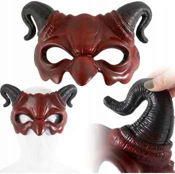 Karnevalová maska Maska na obličej Korbi MASKA ĎÁBEL LUCIFER ČERVENÁ latex ďábel červený