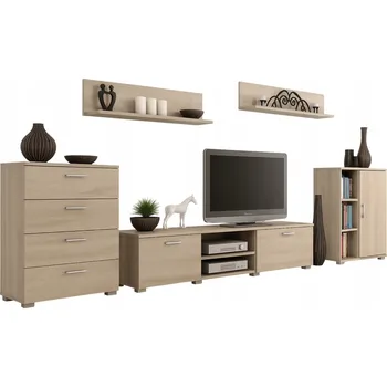 Obývací stěna Nábytková Stěna SOFEN II sada nábytku do obývacího pokoje, dub sonoma