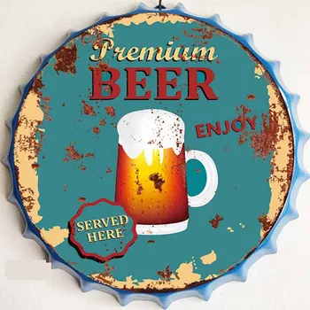 Plechová cedule Cedule 35x35cm víko Premium Beer