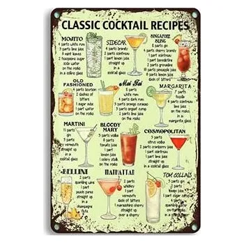 Plechová cedule Cedule Classic Cocktail Recipes