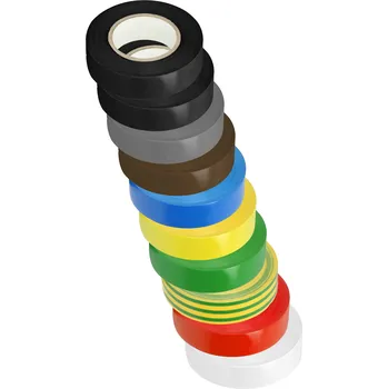Izolační páska Souprava izolačních pásek, samozhášecí, mix barev, 19mm široké, 0.13mm tlusté, 20m dlouhé, 10ks