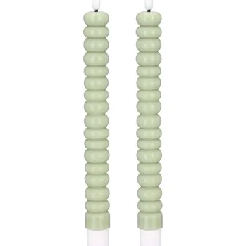 Talíř blokker LED kroucená večeřní svíčka – 2 kusy – světle zelená 0017539