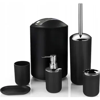 WC štětka KOUPELNOVÁ SADA 6V1 KOMPLET WC ŠTĚTKA ODPADKOVÝ KOŠ