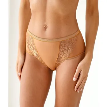 Kalhotky Blancheporte Sada 3 kalhotek maxi z pružné bavlny s krajkou čokoládová 50/52