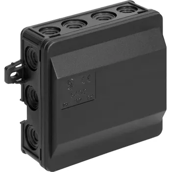 Elektroinstalační krabice Spojovací krabice s elastickými šroubovacími průchodkami 90 x 90 mm klik IP54, černá