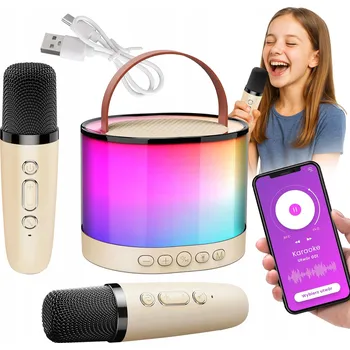 Mikrofon 2 ks Estrádní mikrofon jako dárek hračka s reproduktorem, LED a přehrávačem