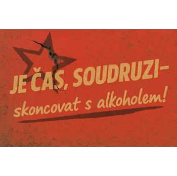 Plechová cedule Cedule 30cm x 20cm Je čas, Soudruzi skoncovat s alkoholem! 2