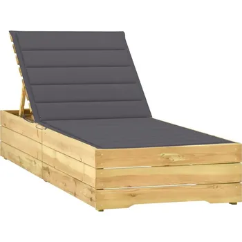 Zahradní lehátko vidaXL Zahradní lehátko s poduškou impregnované borové dřevo [3065909] Barva: Vzor červená kostka