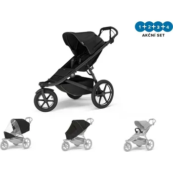 vozík za kolo Kočárek Thule Set 4v1 Urban Glide 4-wheel Black + pláštěnka + ochranná síť + madlo