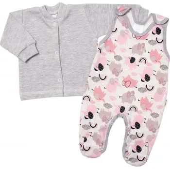 Dupačky Baby Nellys 2-dílná sada, bavlněné dupačky s košilkou Sloníci, šedá, vel. 68, Velikost koj. oblečení 68 (3-6m)