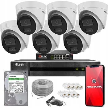 IP kamera IP PoE kamerový set Hikvision 6x 4 Mpx s rekordérem 1 TB a IR přísvitem do 30 m