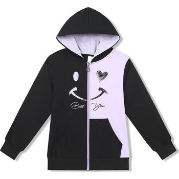 Chlapecká mikina Dívčí mikina - KUGO MM9816, černá / fialková Barva: Černá, Velikost: 158