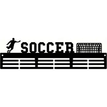 Věšák DRŽÁK NA MEDAILE FOTBAL – KOVOVÝ ZÁVĚSNÝ VĚŠÁK NA ZEĎ PRO FOTBALISTU JAKO DÁREK