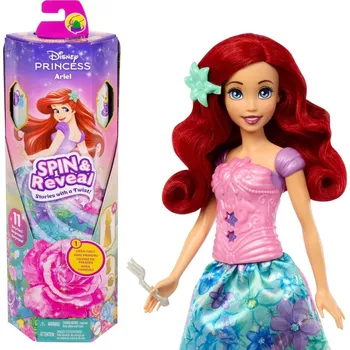 Panenka Mattel Barbie Disney princezna Spin & Reveal Módní panenka Ariel a doplňky s 11 překvapeními