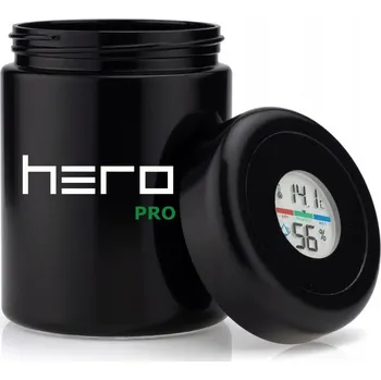 Dóza na potraviny Skleněná dóza na bylinky s vlhkoměrem 250ml HERO PRO - bez zápachu