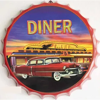 Plechová cedule Cedule 35x35cm víko Diner Car