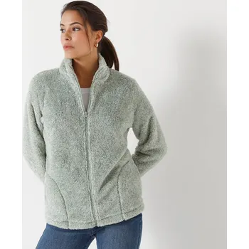 Pánská mikina Blancheporte Plyšová mikina na zip zelenkavá melír 34/36