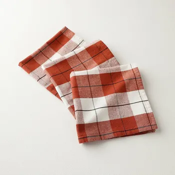 Utěrka Blancheporte Sada 3 kostkovaných látkových ubrousků, barvená vlákna terakota