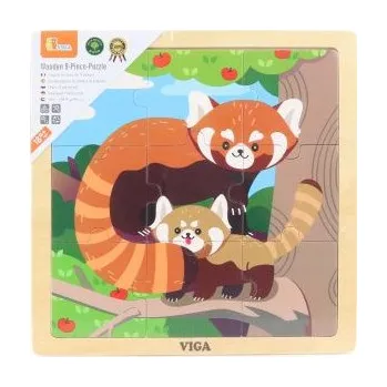 Dětské zboží Viga Dřevěné puzzle 9 dílků - panda červená