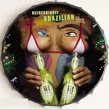 Plechová cedule Cedule 35x35cm víko Refreshing Brazilian Beer
