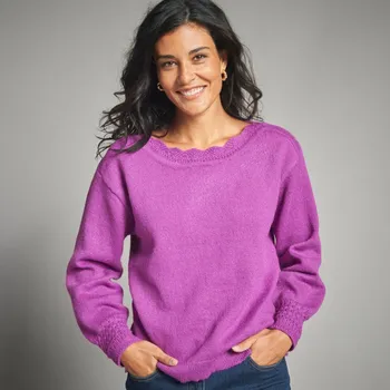 Dámský svetr Blancheporte Pulovr s lodičkovým výstřihem fialová 42/44