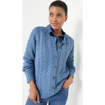 Blancheporte Svetr na knoflíky s copánkovým vzorem modrá džínová 46/48